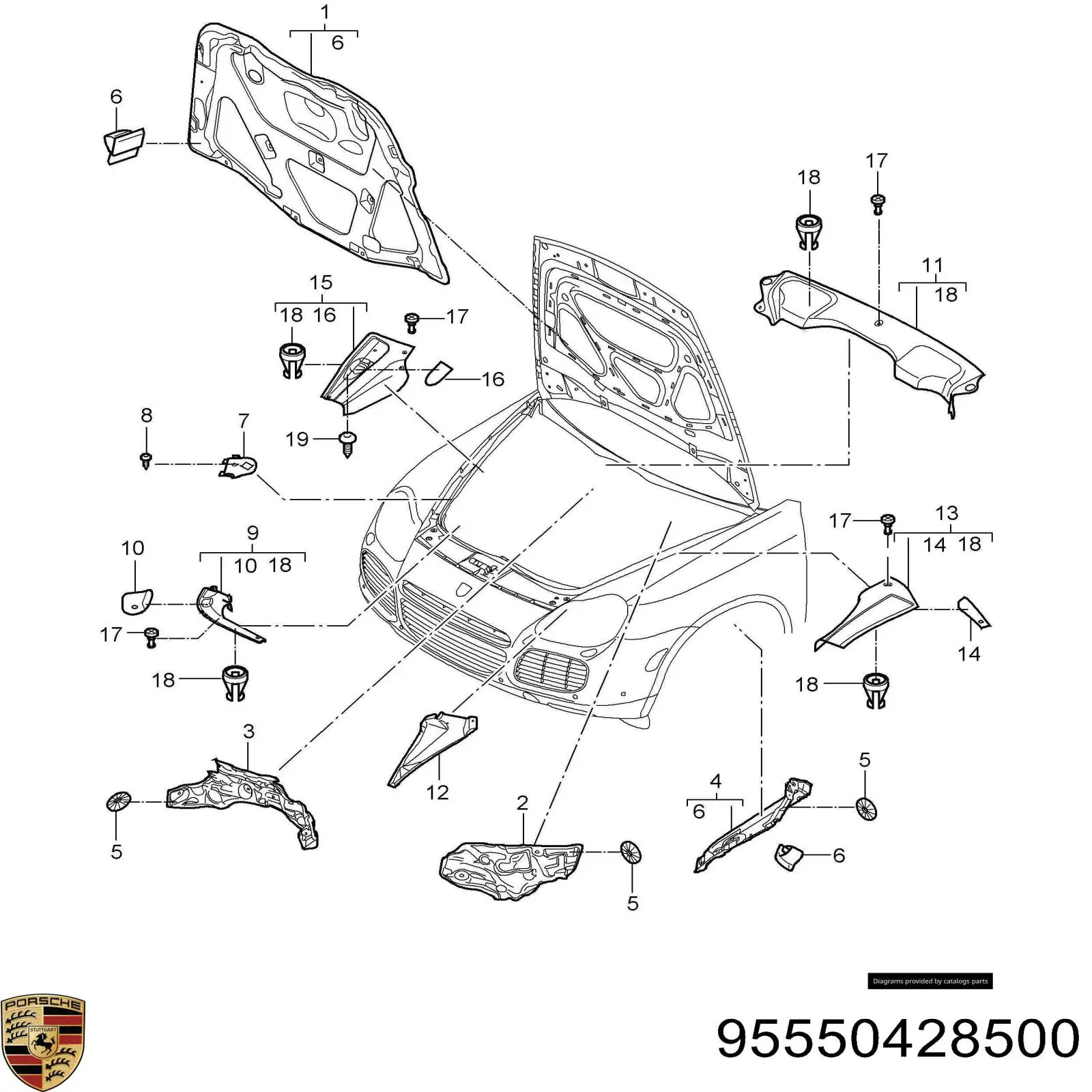 Захист моторного відсіку Porsche 95550428500 ціна, від 31.66 USD