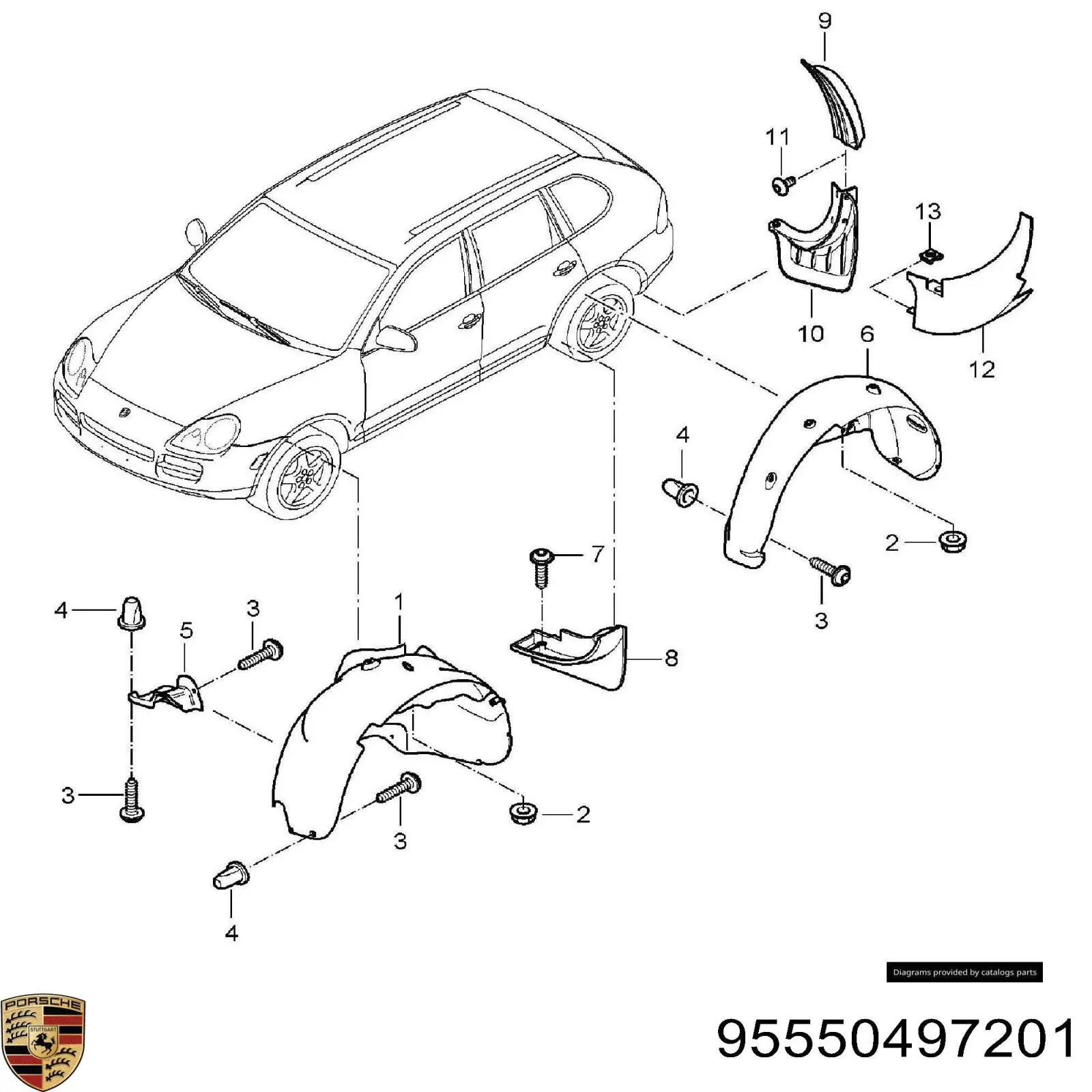 95550497203 Porsche Підкрилок задній правий