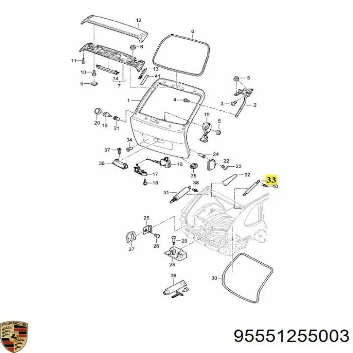 Купити 95551255002 Porsche Амортизатор двері багажника