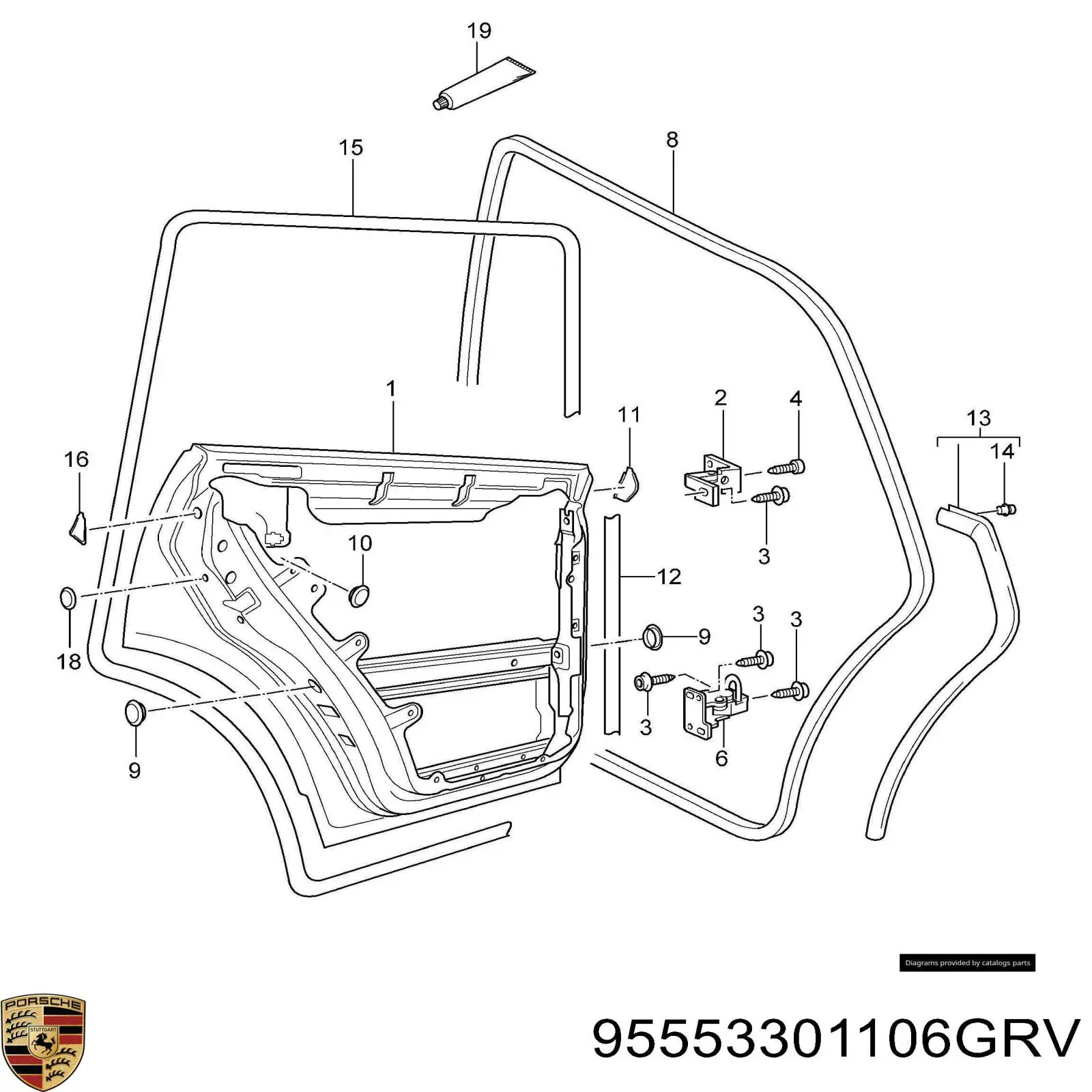 Двері задні Porsche 95553301106GRV ціна, від 44.49 USD