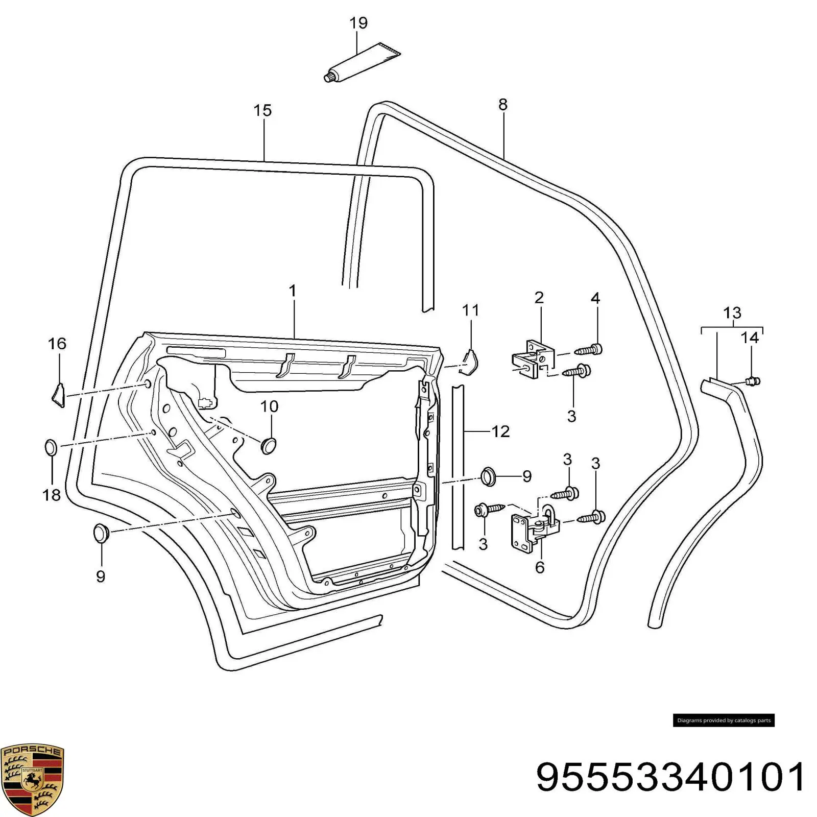 Петля заднтої двері, лівої 95553340101 Porsche