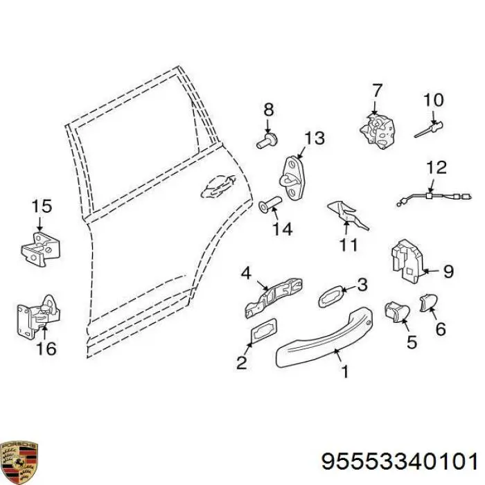 Завіса дверей задніх лівих Porsche 95553340101 ціна, від 6.33 USD