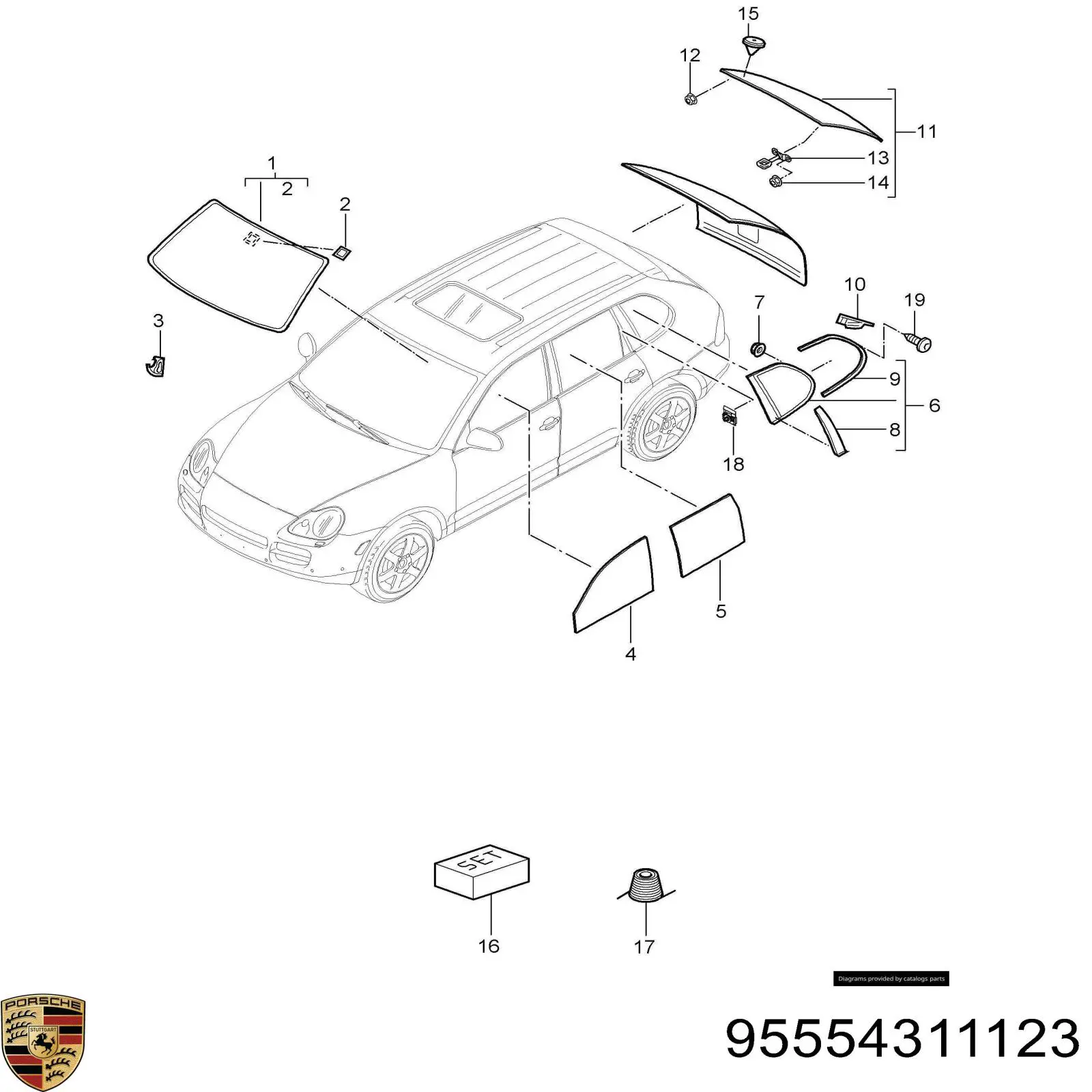 Скло багажника, ліве Porsche 7L5845297 ціна, від 17.73 USD