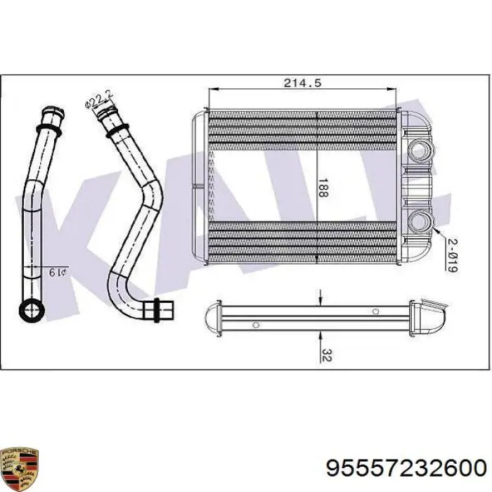 Купити 95557232600 Porsche Теплообмінник