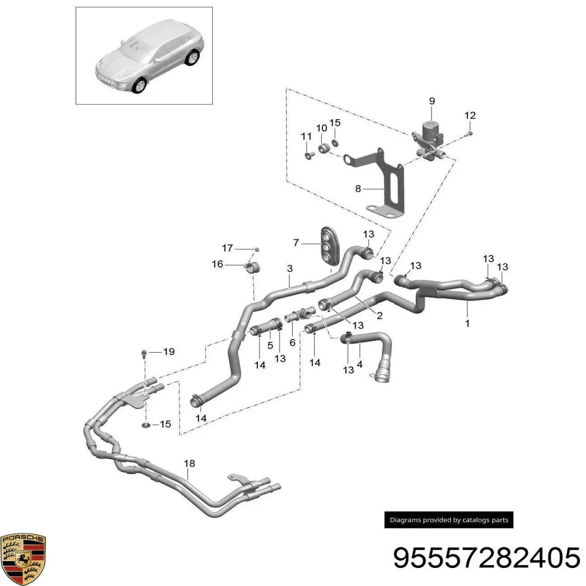 95557282405 Porsche кран пічки (обігрівача)