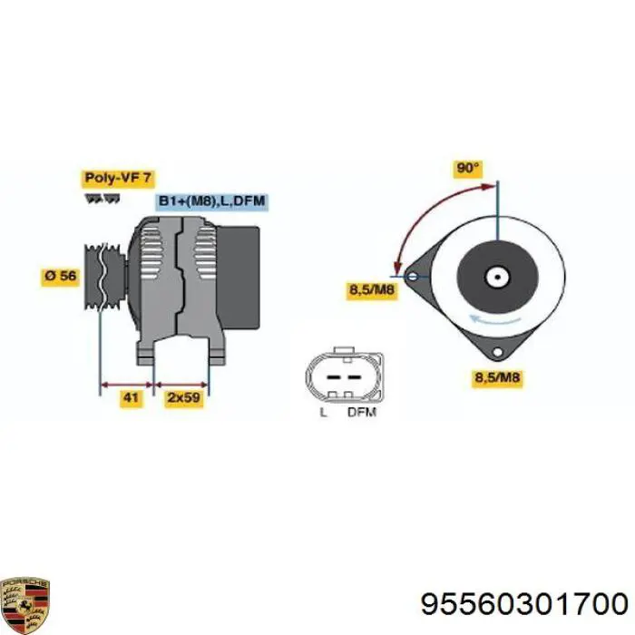 Генератор Porsche 95560301700 ціна, від 196.61 USD
