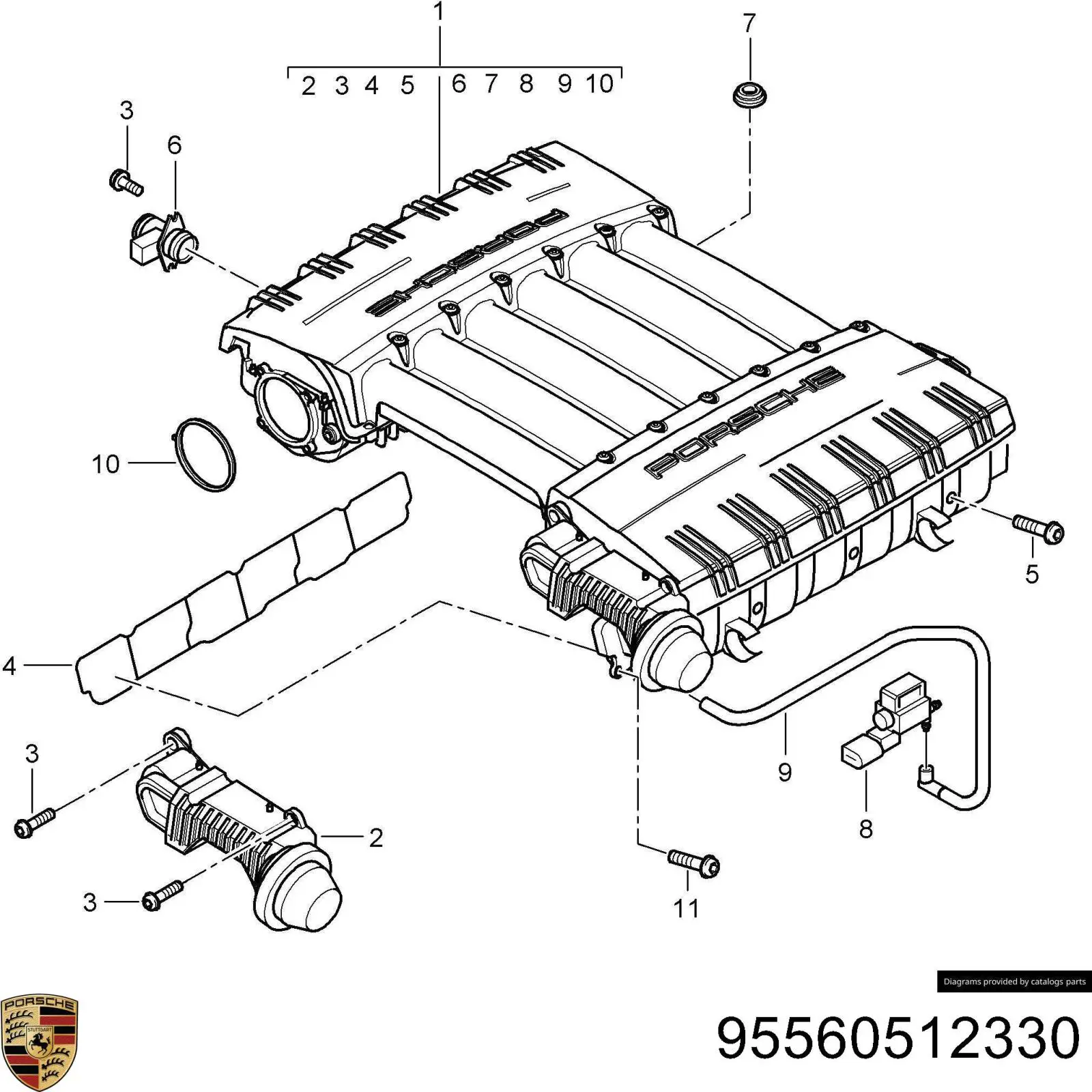 95560512330 Porsche Клапан перемикання регулятора заслонок впускного колектора