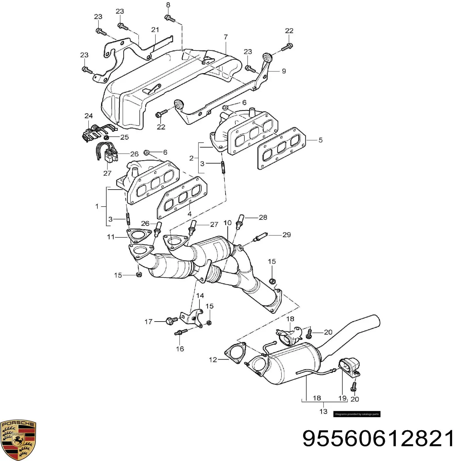 Купити 95560612821 Porsche Лямбда-зонд, датчик кисню до каталізатора, лівий