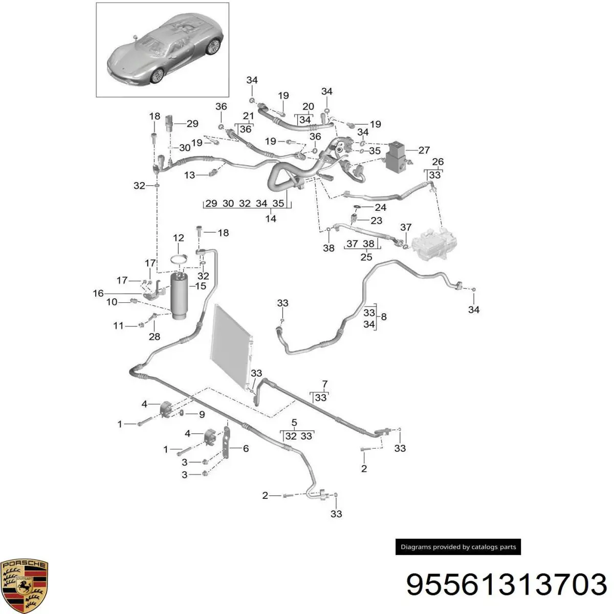 Датчик тиску кондиціонера 95561313703 Porsche