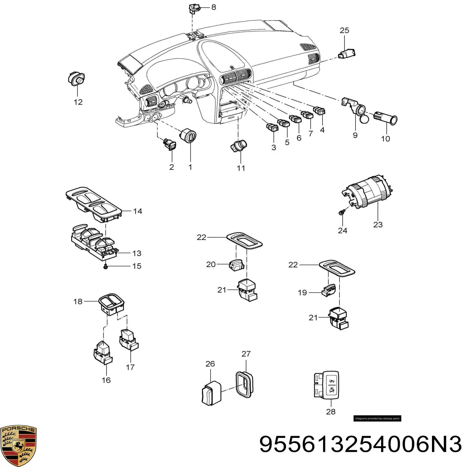 Аварійна кнопка на Porsche Cayenne  955