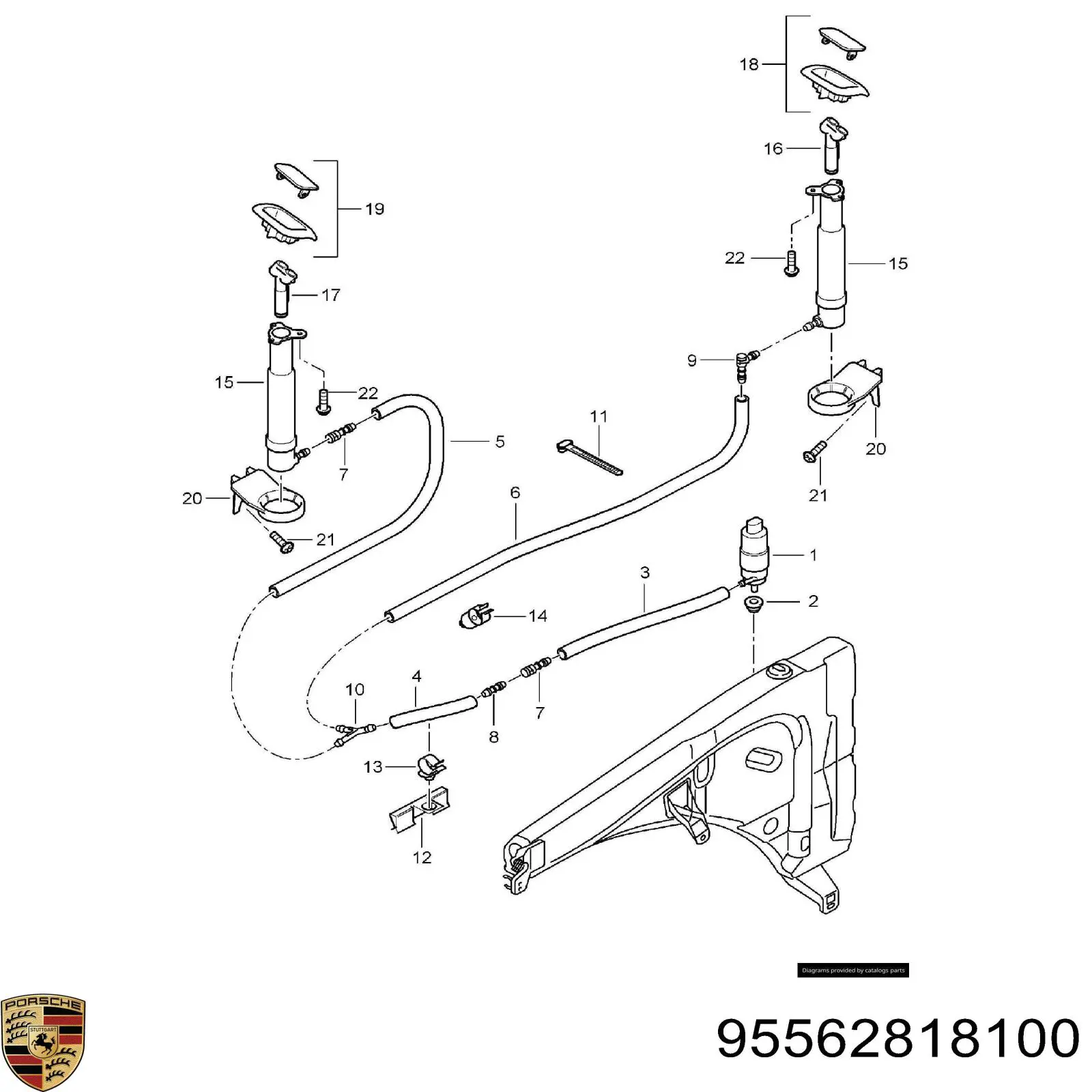 Шланг омивача фар 95562818100 Porsche