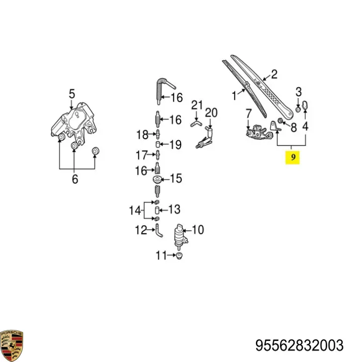Заглушка гайки кріплення повідка заднього двірника Porsche 95562832003 ціна, від 50.68 USD