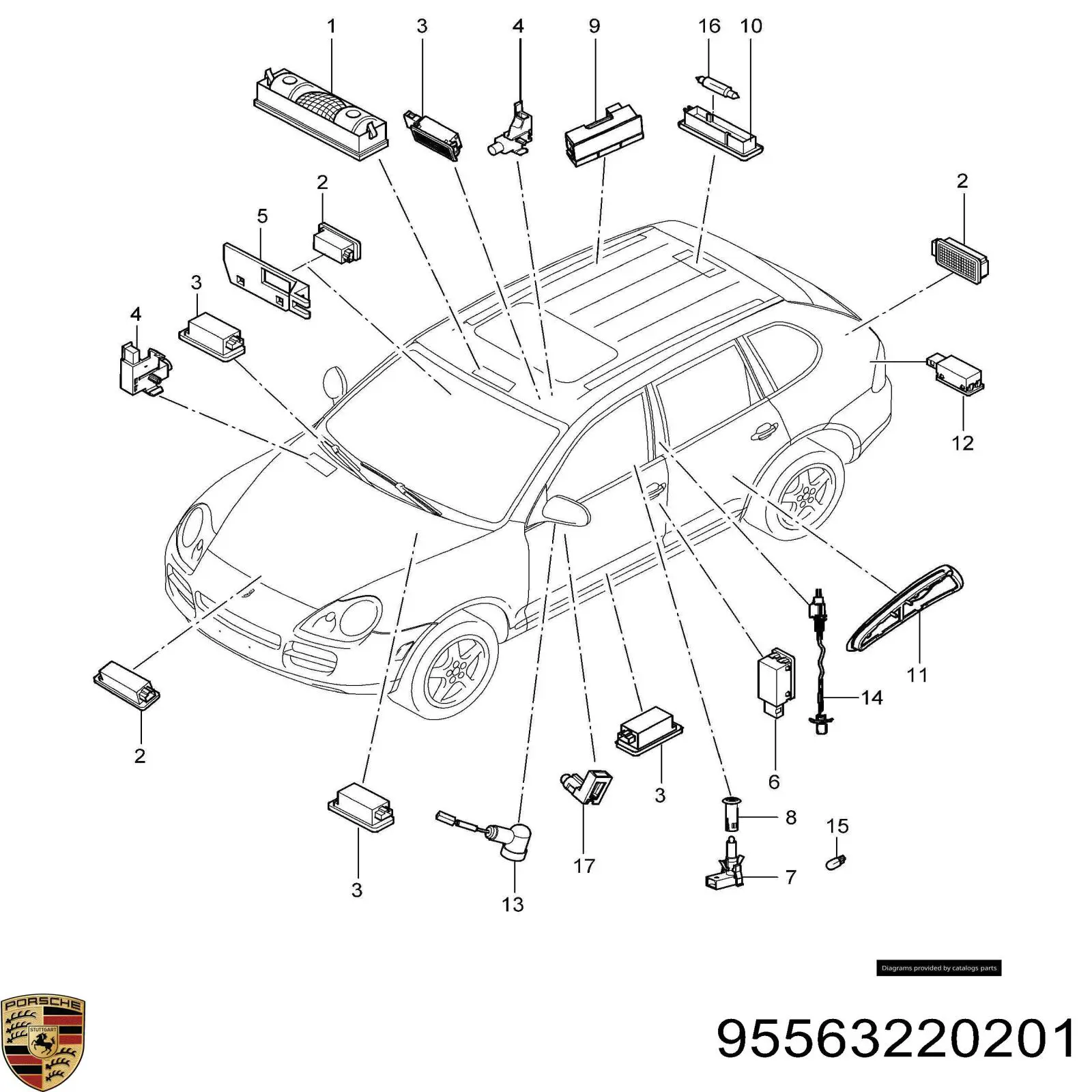 Лампочка освітлення салону Porsche 95563220201 ціна, від 2.53 USD