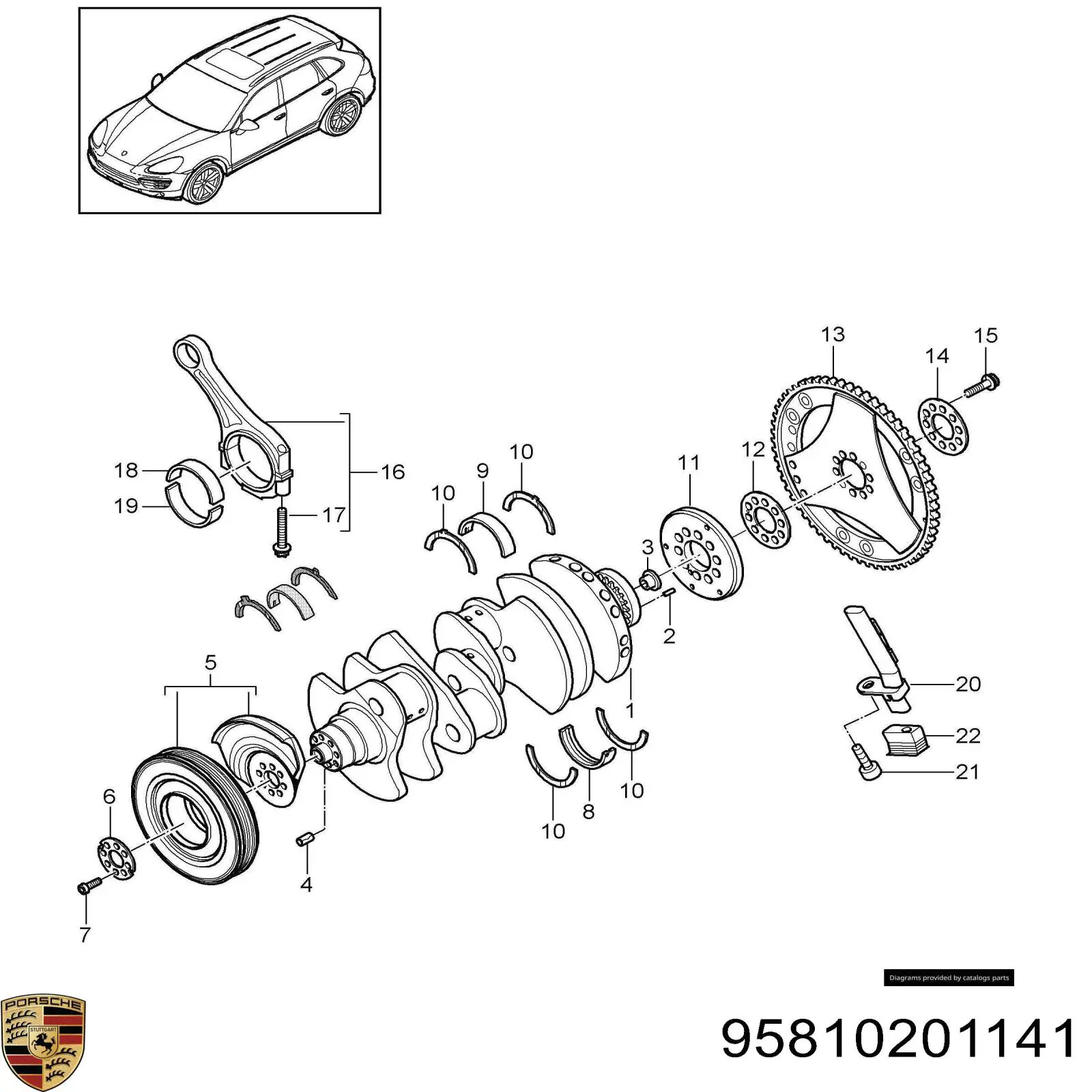 Вал колінчастий і маховик Porsche 95810201141 ціна, від 7526.72 USD