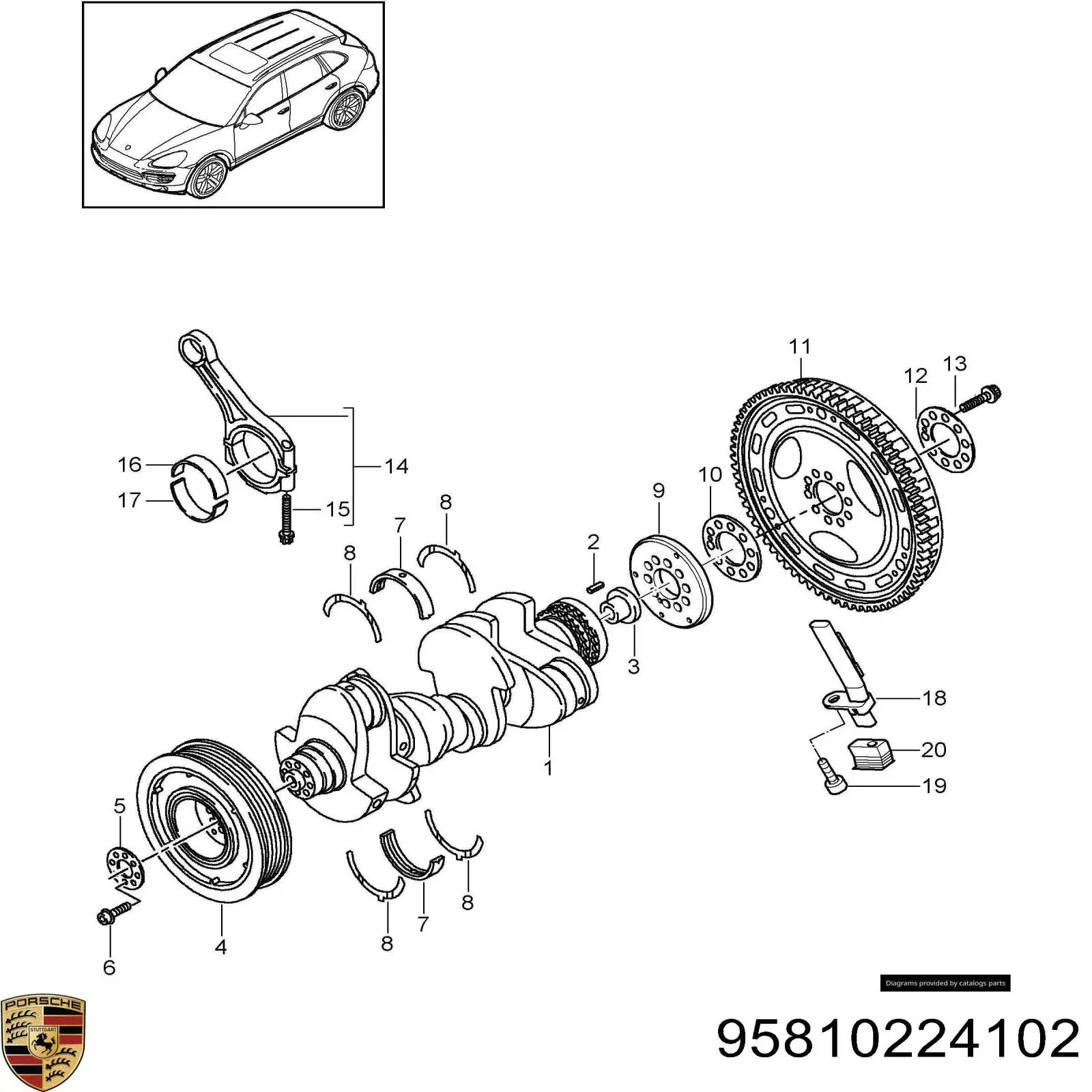 Шків колінвала (демпфер ) Porsche 95810224102 ціна, від 253.39 USD
