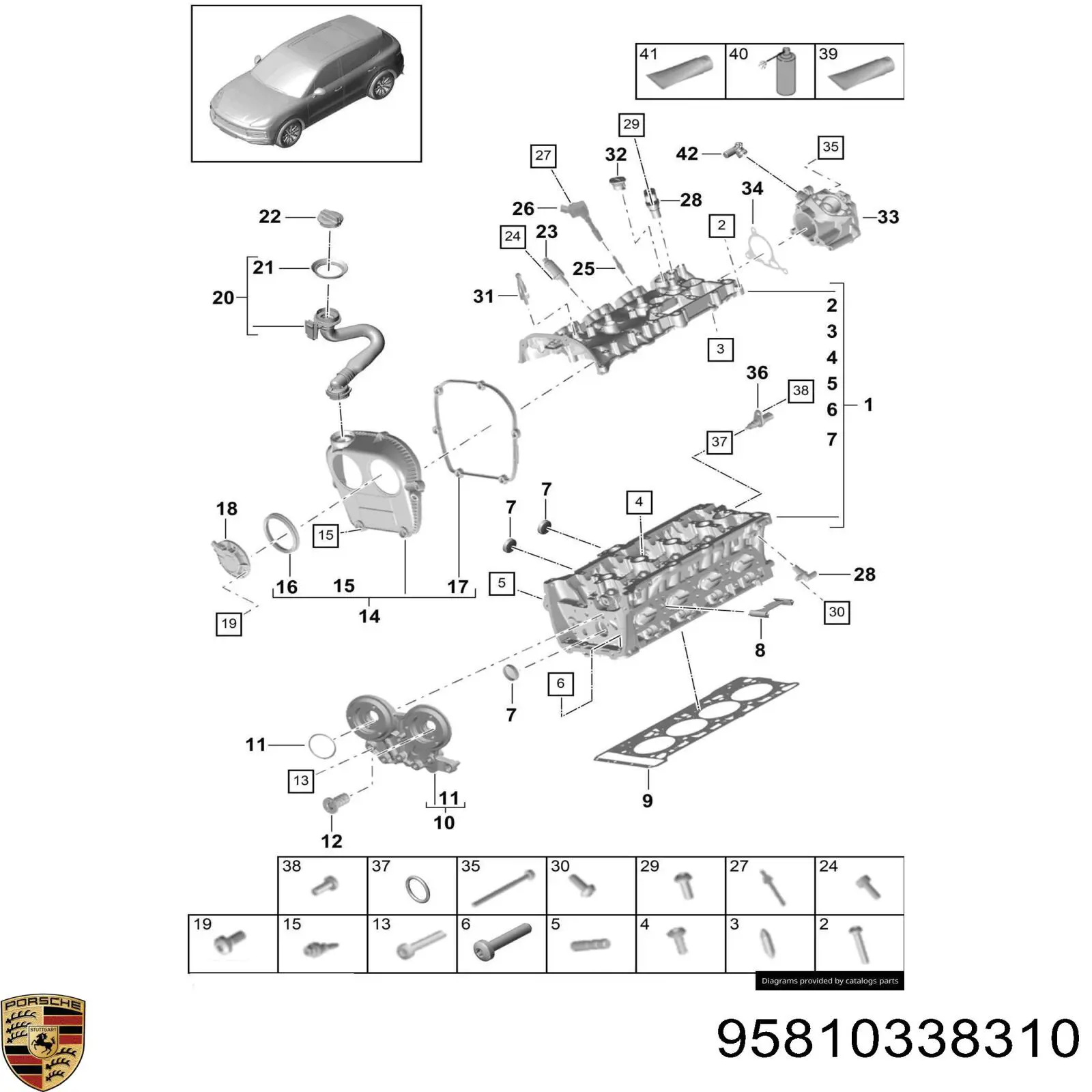 95810338310 Porsche прокладка головки блока циліндрів (гбц)