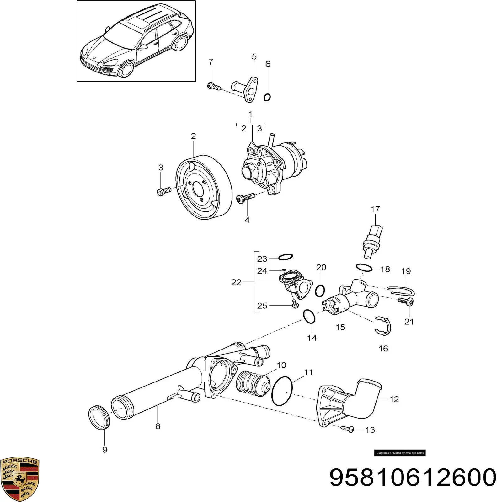Автомобільний термостат Porsche 95810612600 ціна, від 13.07 USD