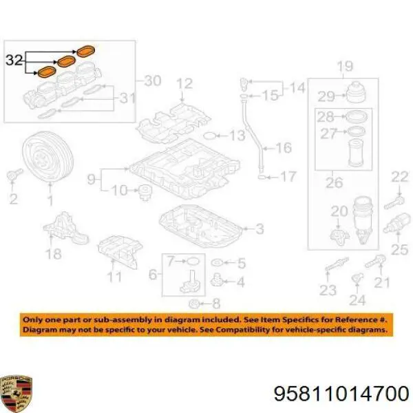Прокладка впускного колектора Porsche 95811014700 ціна, від 2.60 USD