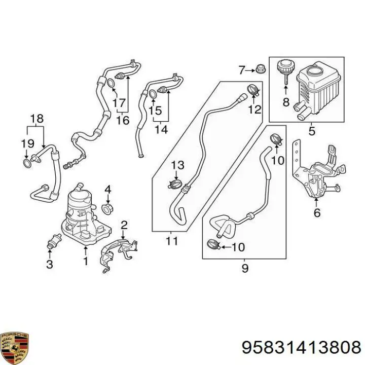 Патрубок високого тиску гідропідсилювача Porsche 95831413808 ціна, від  USD