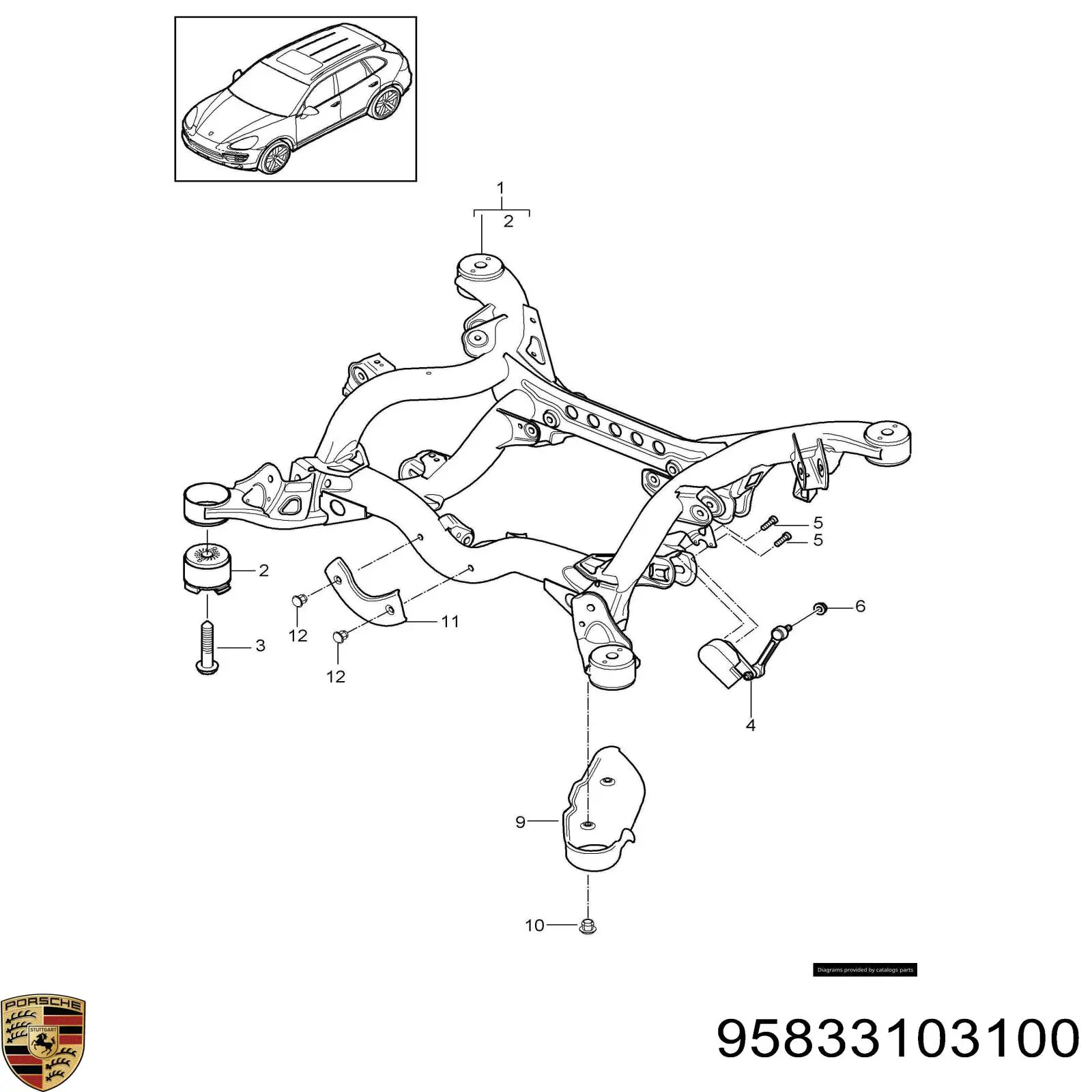 Балка задньої підвіски, підрамник 95833103101 Porsche