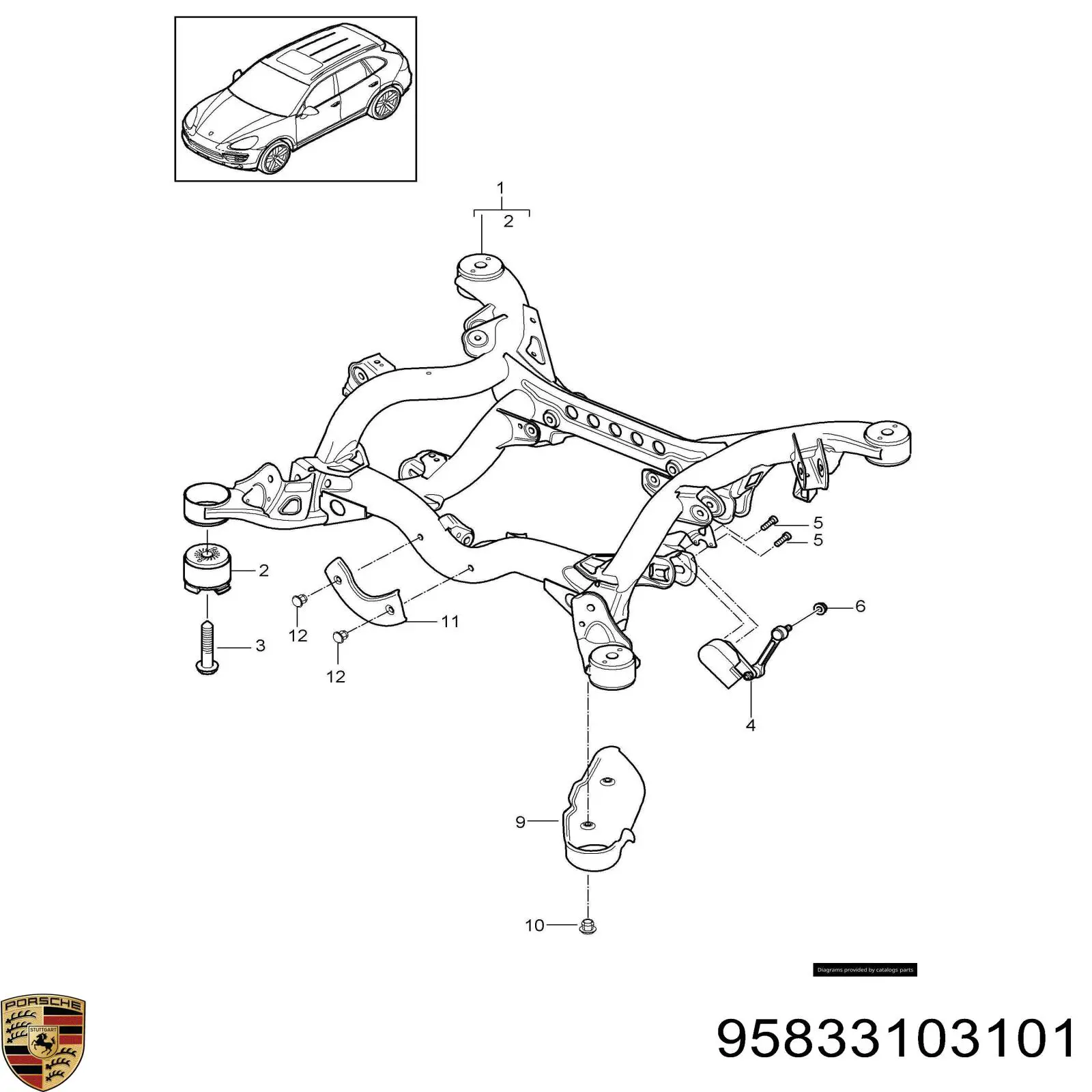 Купити 95833103103 Porsche Балка задньої підвіски, підрамник