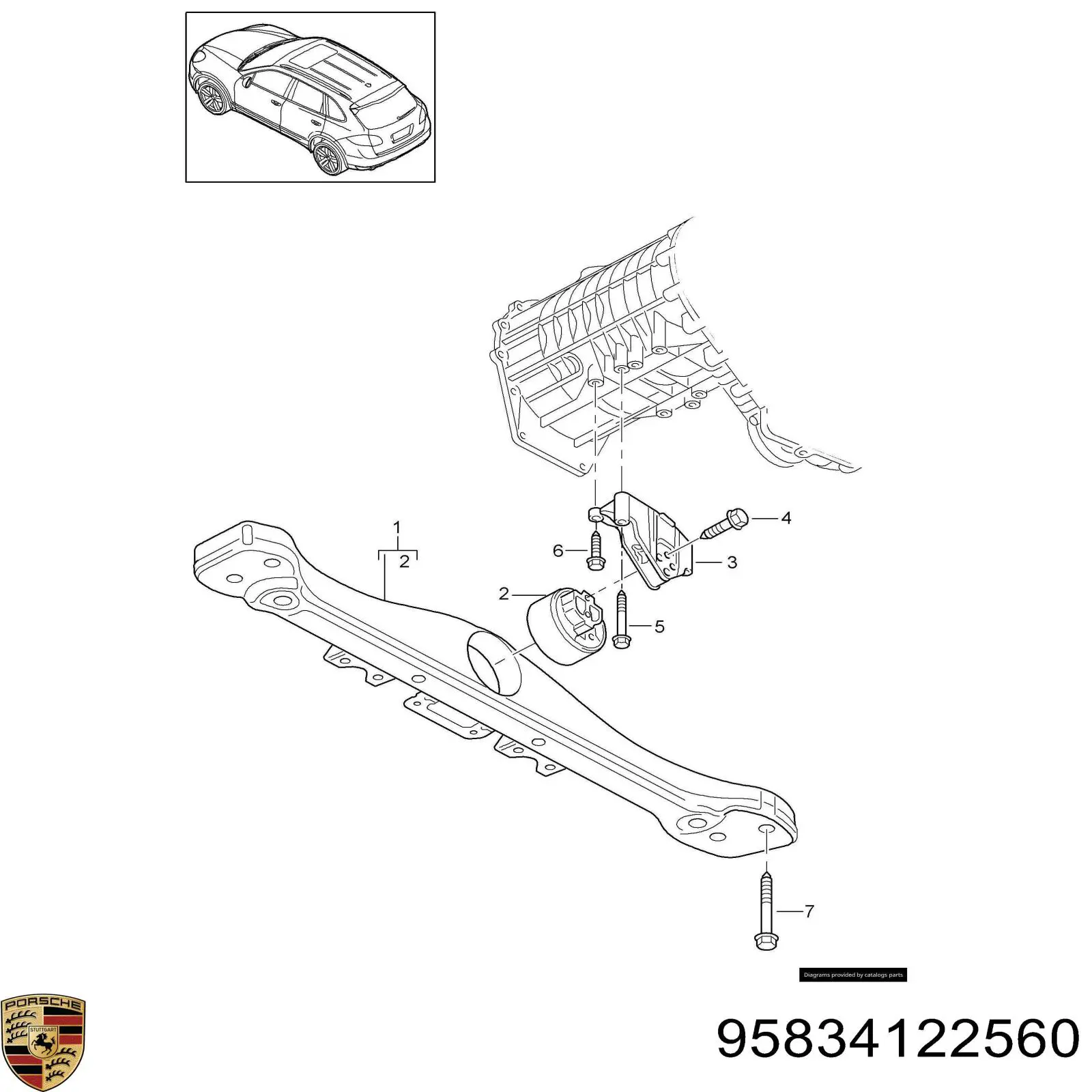 95834122560 Porsche Кріплення коробки передач