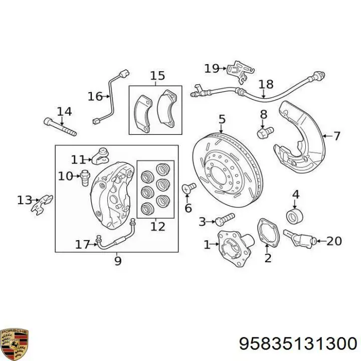 Ремкомплект супорту гальмівного переднього 95835131300 Porsche