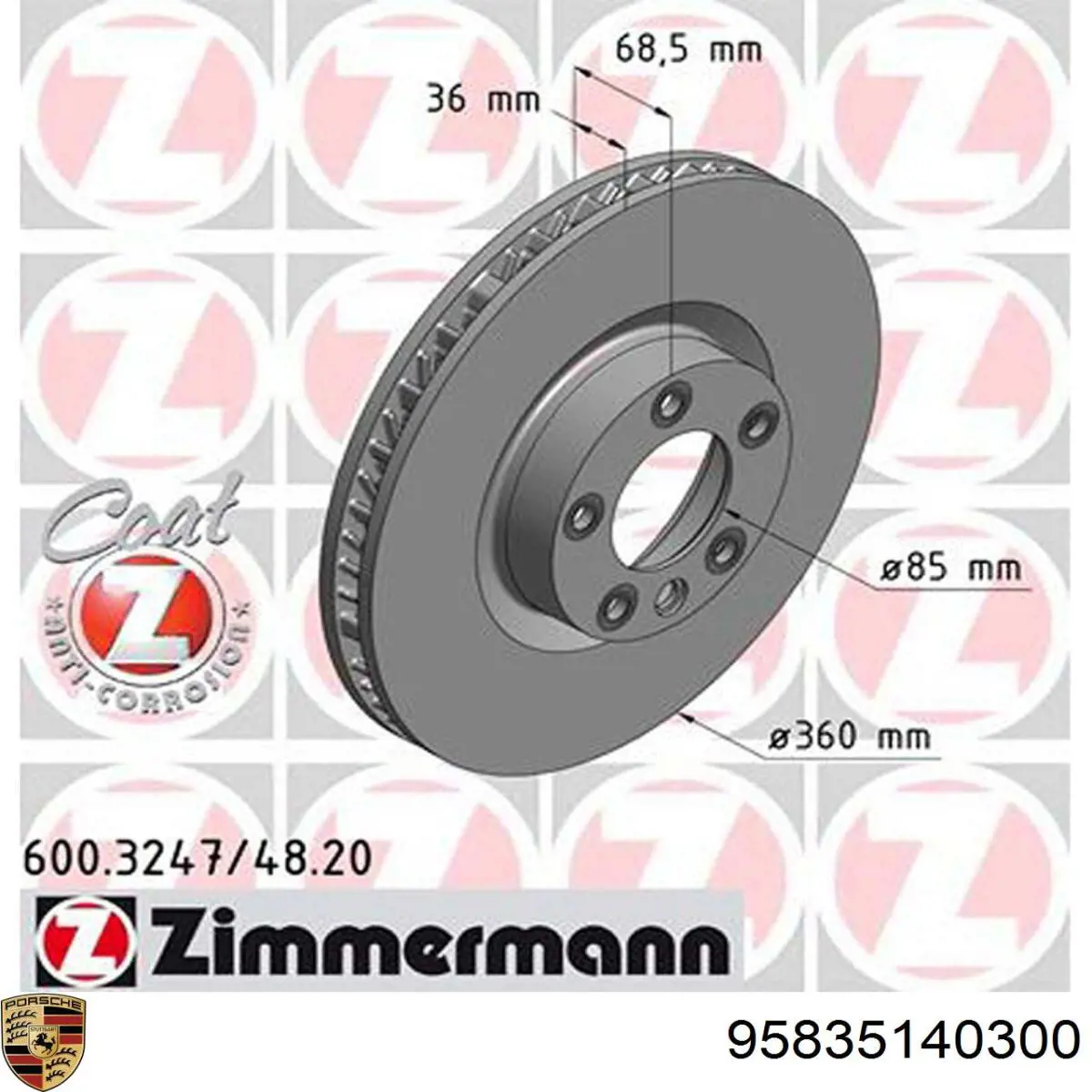 95835140300 Porsche Гальмо дискове переднє
