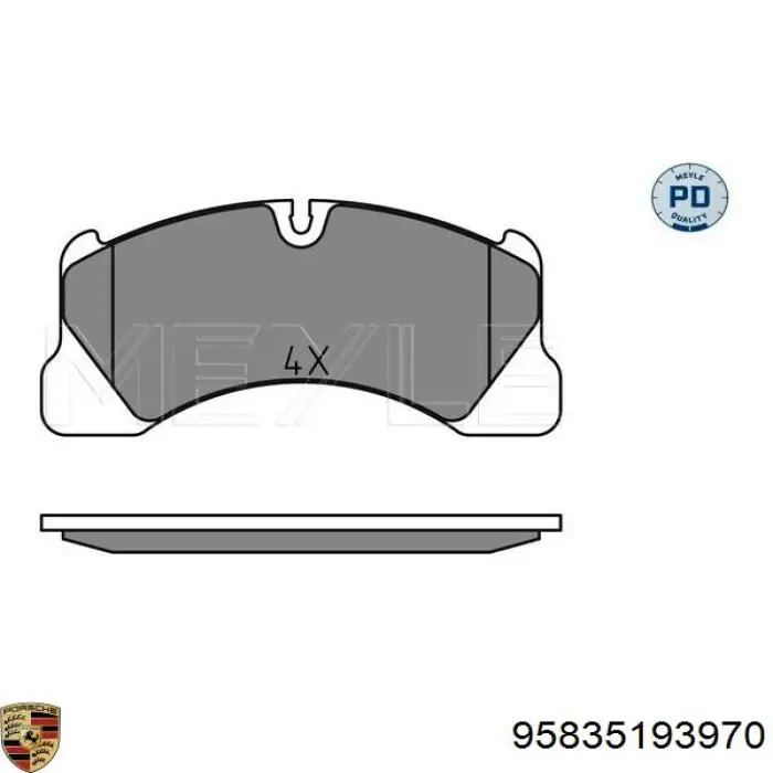 Колодки гальмівні передні, дискові 95835193970 Porsche