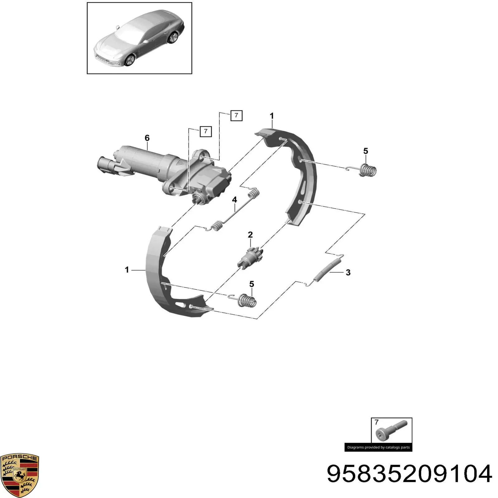 95835209104 Porsche Мотор приводу гальмівного супорта заднього стояночної системи