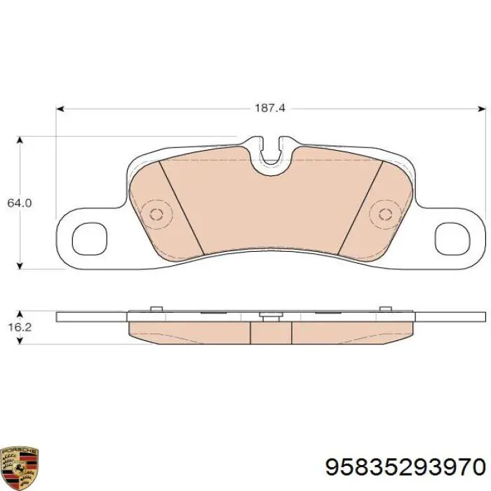 Колодки гальмові задні, дискові 95835293970 Porsche