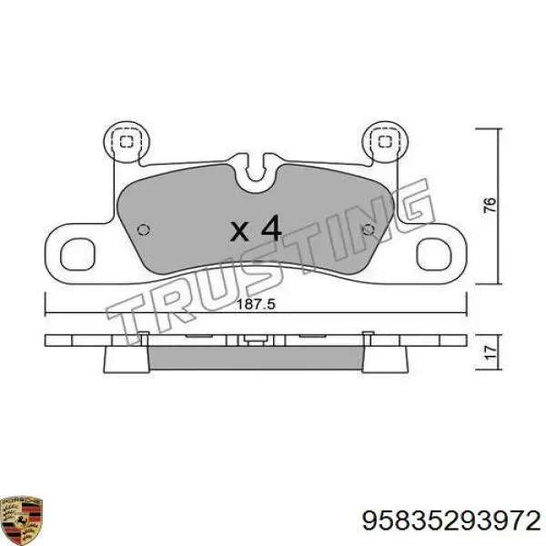 Задні гальмівні колодки Porsche 95835293972 ціна, від 37.64 USD