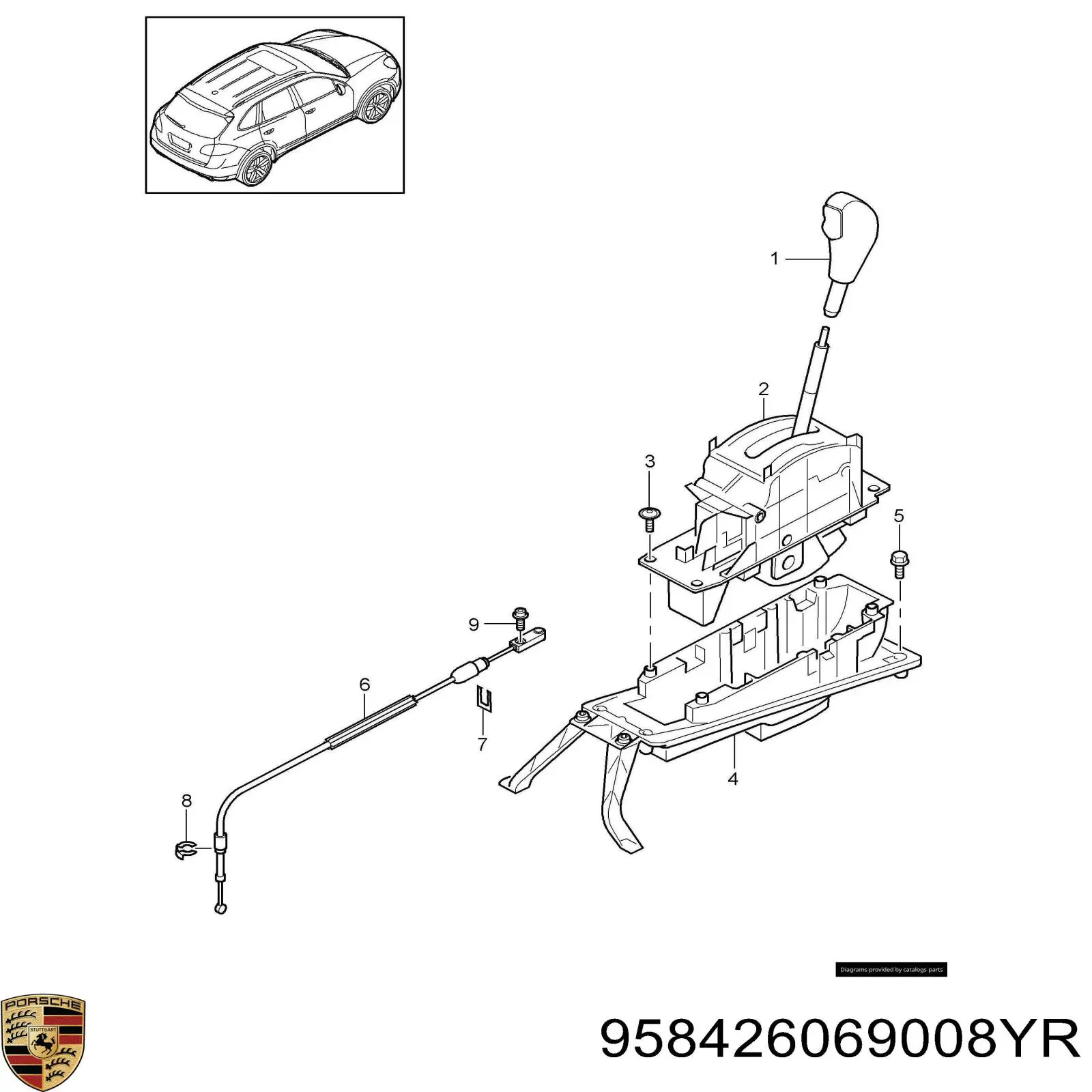 958426069008YR Porsche Ручка важеля коробки передач