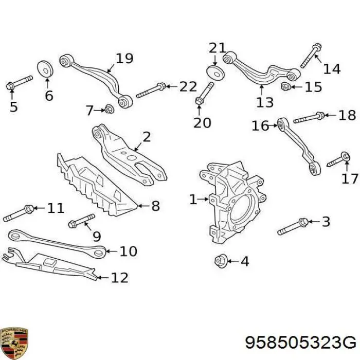 Важіль задньої підвіски поперечний 958505323G Porsche