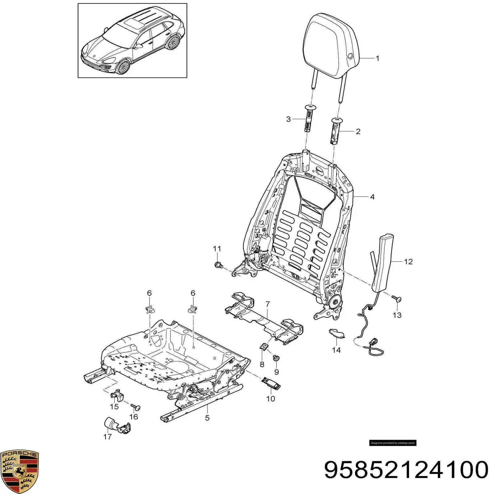 Подушка Айрбег спинки сидіння лівого Porsche 95852124103 ціна, від 127.12 USD