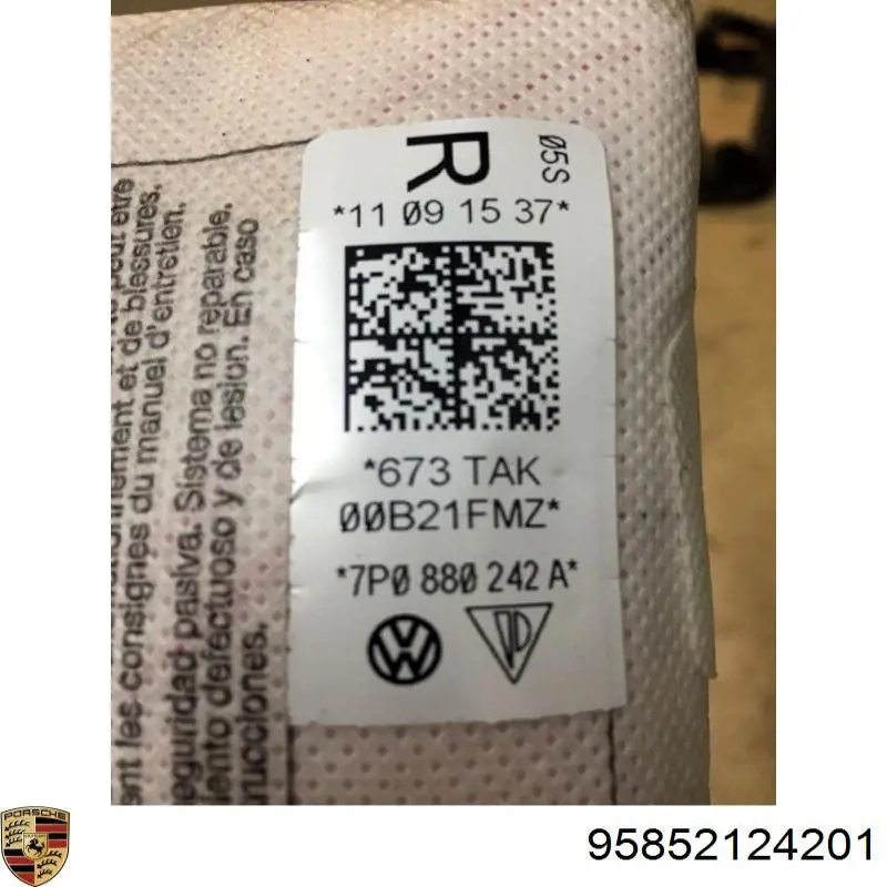 Купити 95852124201 Porsche Подушка безпеки AIRBAG спинки сидіння, правого