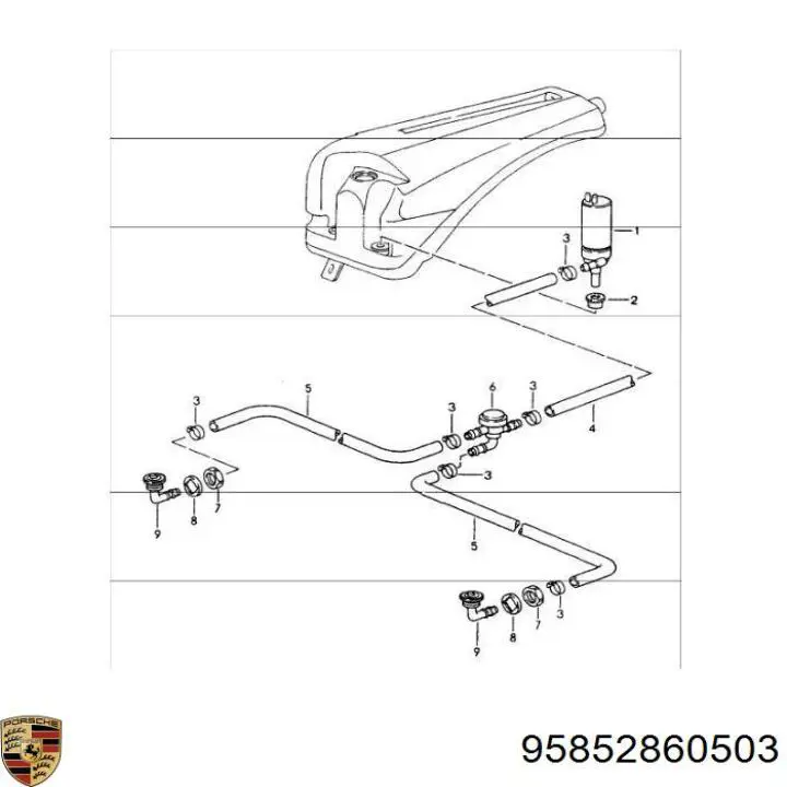 Купити 95852860503 Porsche Горловина бачка омивача