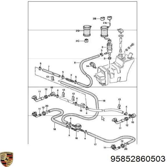 Горловина бачка омивача 95852860503 Porsche
