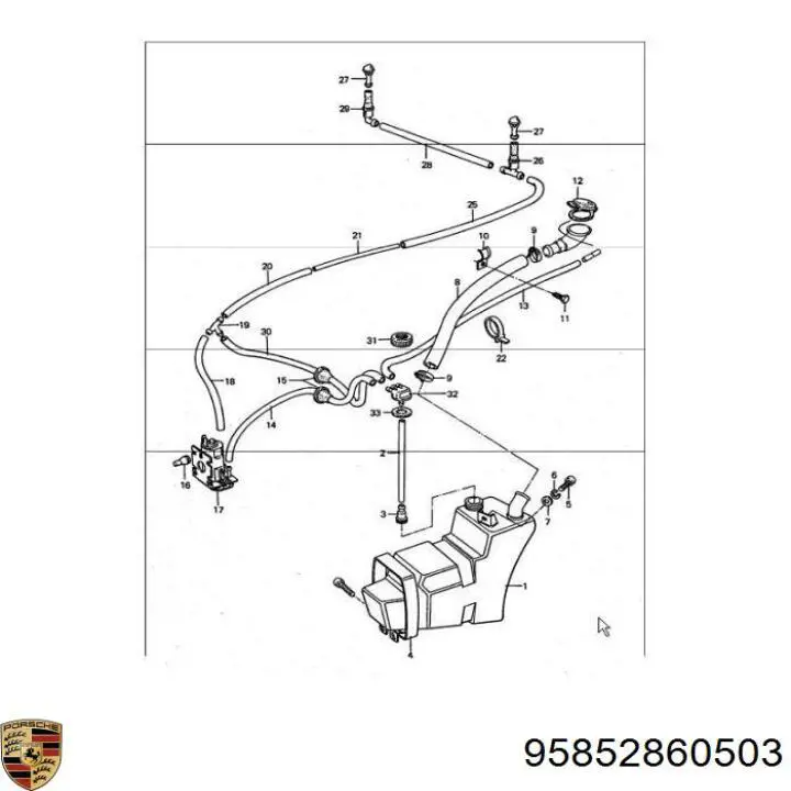 Горловина бачка омивача Porsche 95852860503 ціна, від 26.45 USD