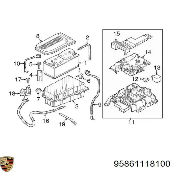 95861118100 Porsche Кабель маси акумулятора (АКБ)