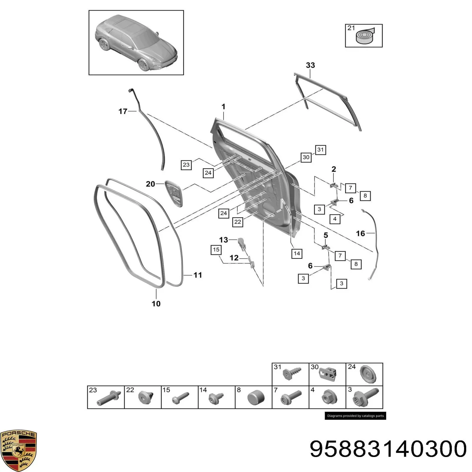 95883140300 Porsche Петля задніх лівих дверей