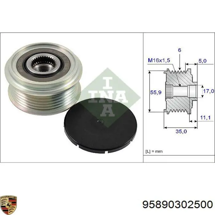 Генератор 95890302500 Porsche