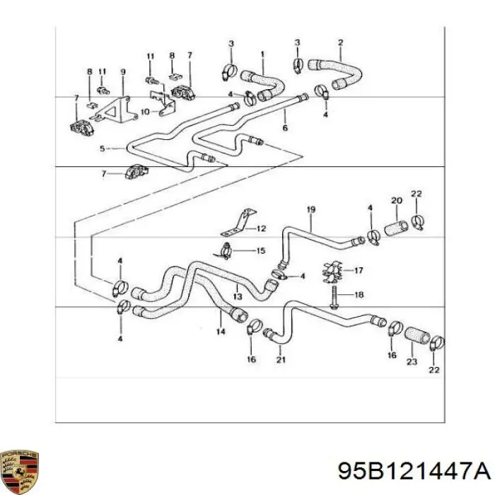 Купити 95B121447A Porsche Шланг розширювального бачка, верхній