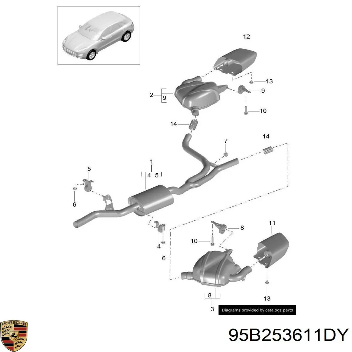 Купити 95B253611DY Porsche Вихлоп