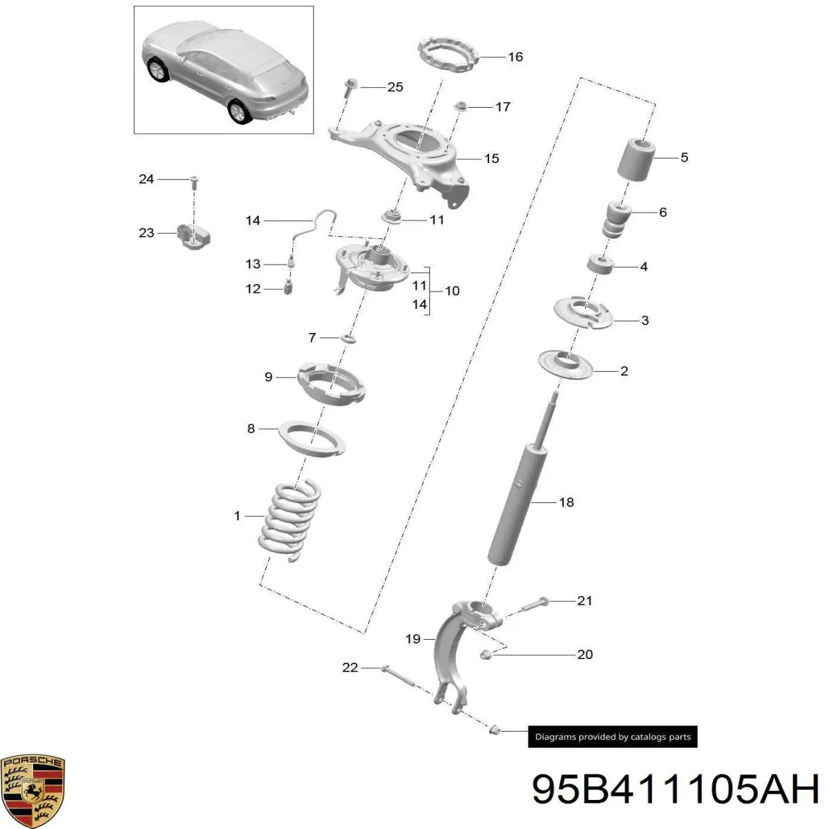 95B411105AH504 Porsche Пружина амортизатора передняя
