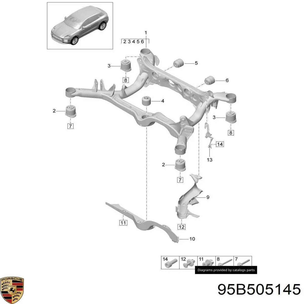Купити 95B505145 Porsche Сайлентблок задньої балки