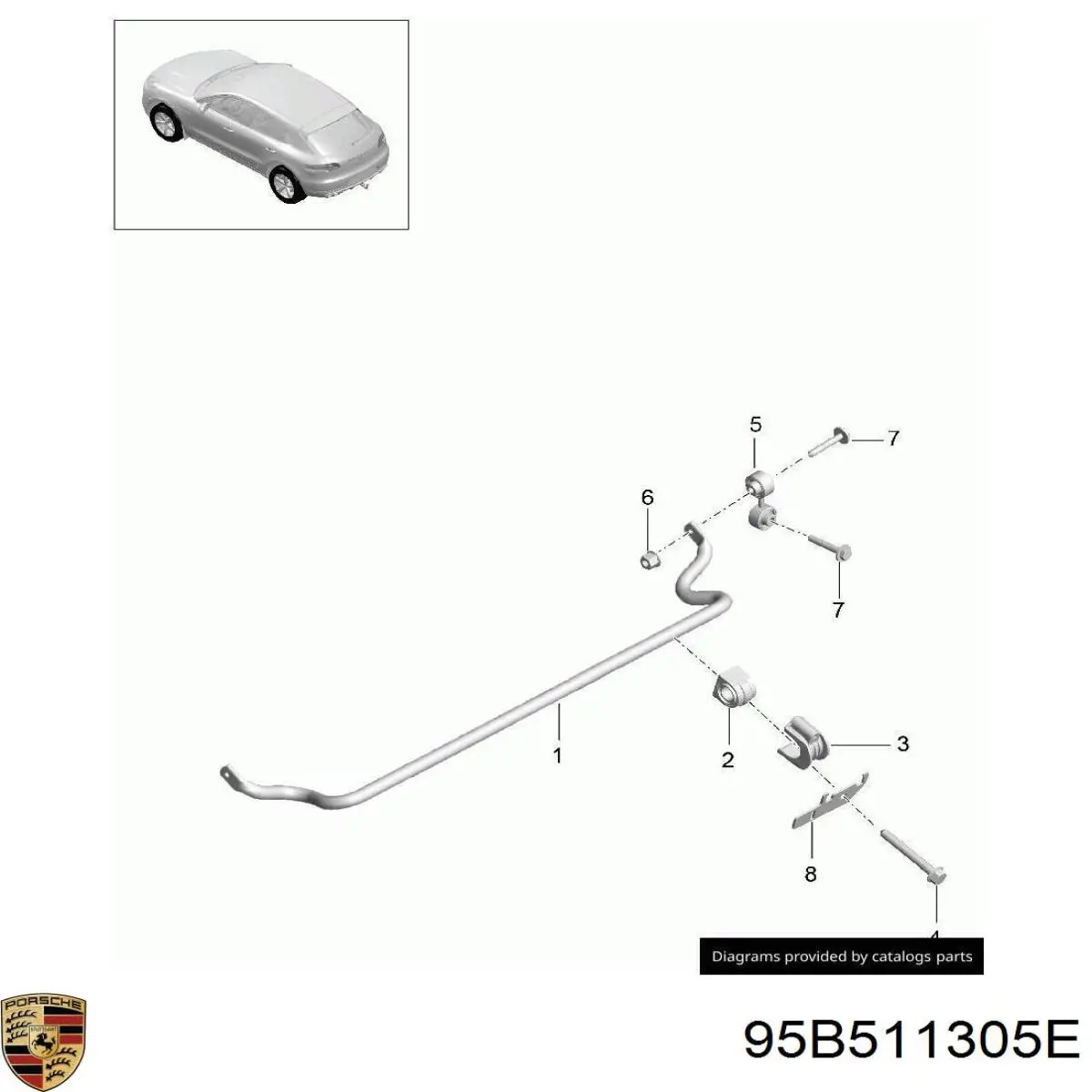 Стабілізатор задньої осі Porsche 95B511305E ціна, від 141.08 USD