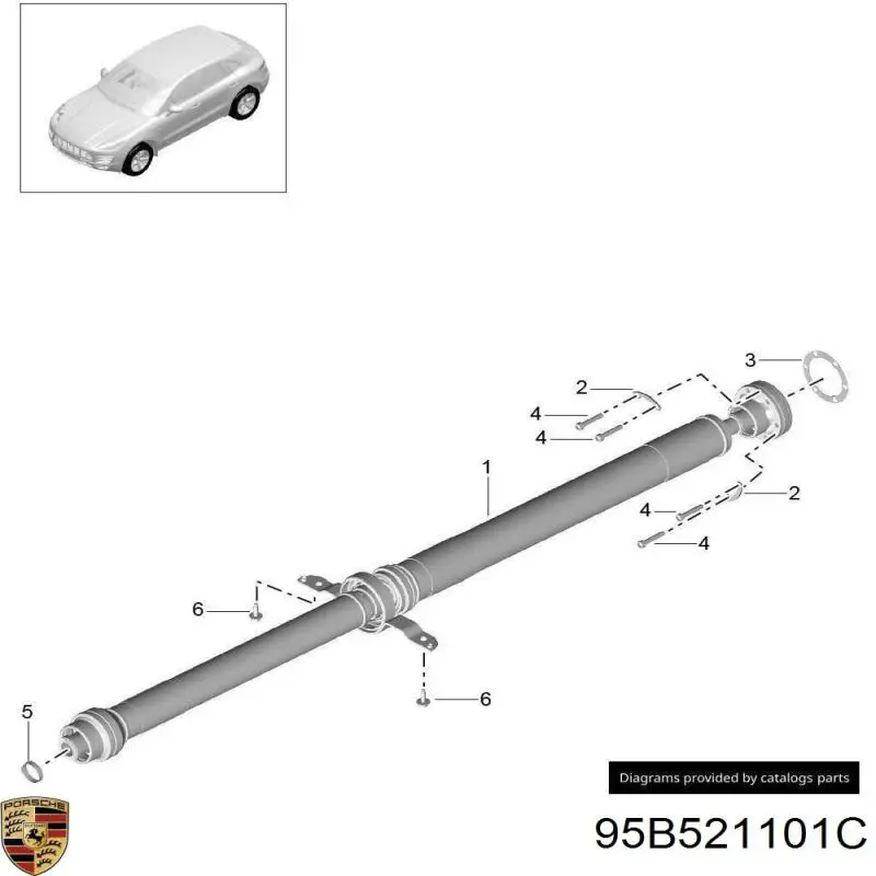 95B521101C Porsche Вал карданний основний заднього моста