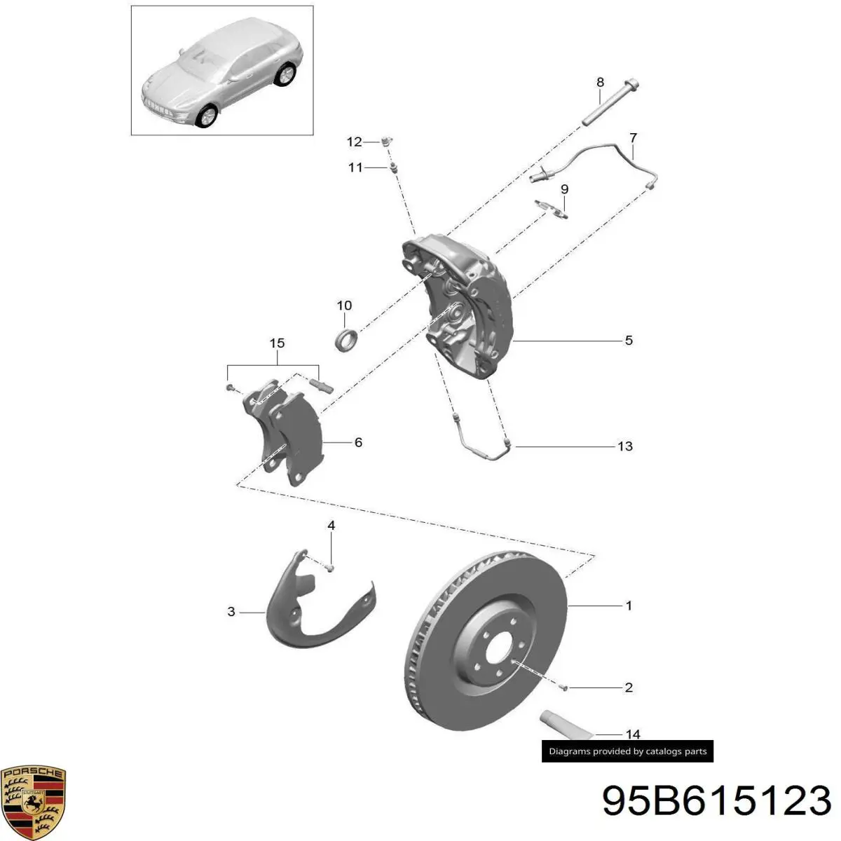 Супорт гальмівний передній лівий Porsche 95B615123 ціна, від 292.98 USD