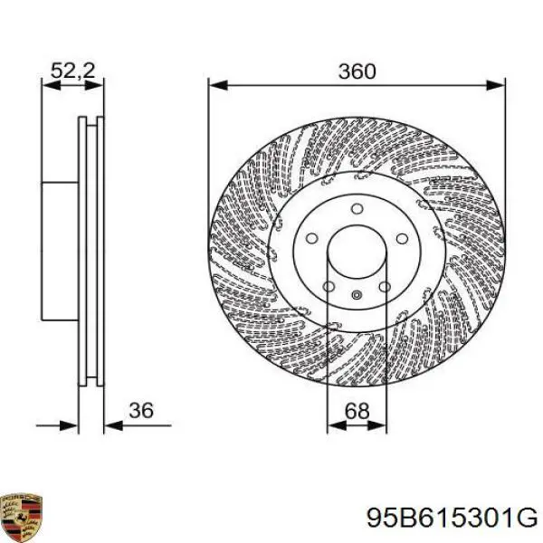 Купити 95B615301G Porsche Ротор гальмівний